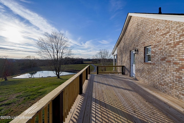 9415 Rockycreek Ln, Louisville, KY 40299 - wooden deck with a lawn and a water view