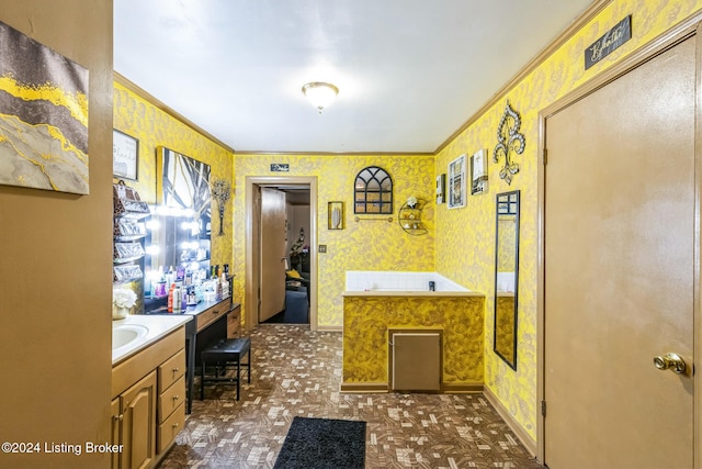 bathroom with ornamental molding