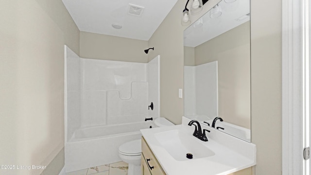 389 Williamsburg Dr, Mt Washington, KY 40047 - full bath featuring vanity, visible vents, toilet, and marble finish floor