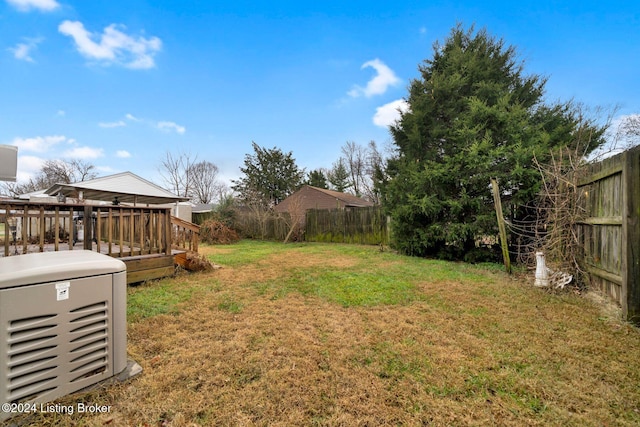 view of yard with a deck