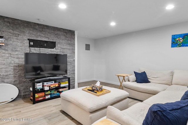 living room featuring light hardwood / wood-style flooring