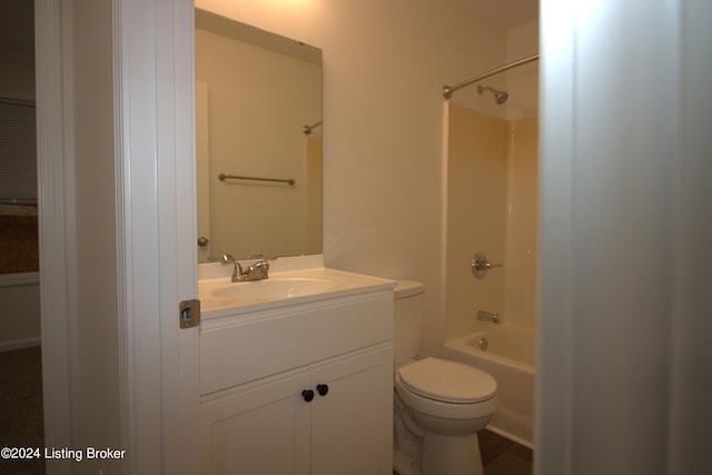 full bathroom featuring vanity, shower / bathtub combination, and toilet