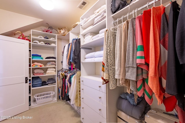 spacious closet with carpet flooring