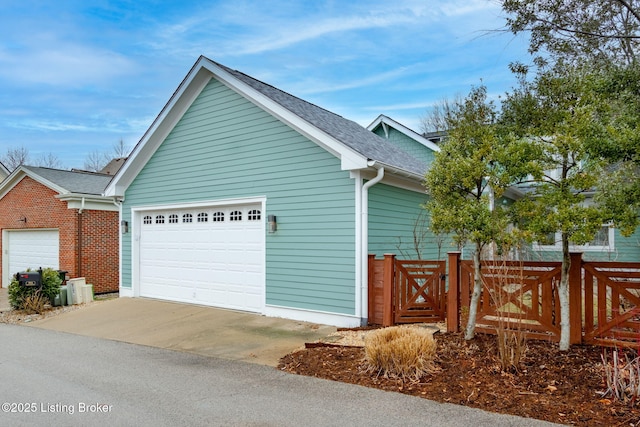 view of home's exterior with a garage