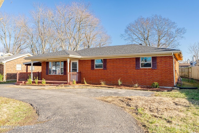 ranch-style house with a porch