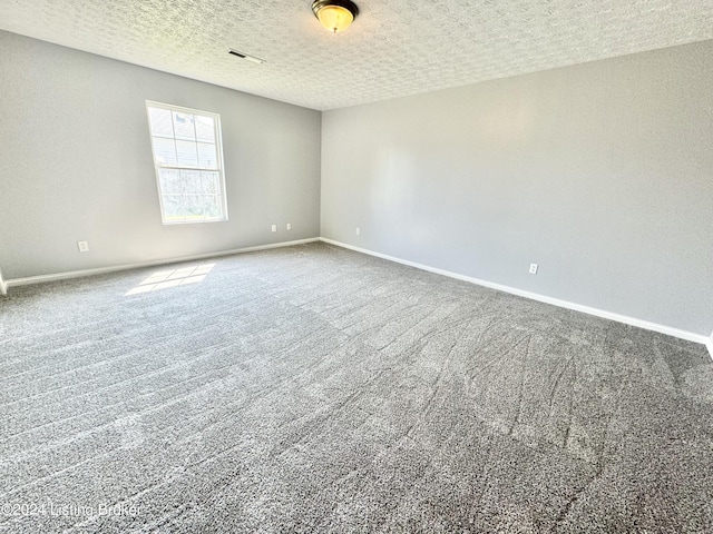 carpeted spare room featuring a textured ceiling