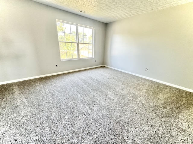 empty room featuring carpet floors and a textured ceiling