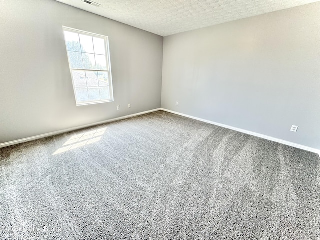 spare room featuring carpet and a textured ceiling