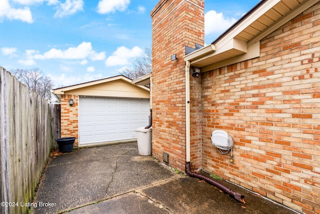 view of home's exterior with a garage