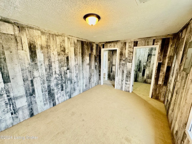 empty room with carpet flooring and a textured ceiling