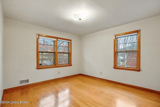 unfurnished room featuring light wood-type flooring and a wealth of natural light