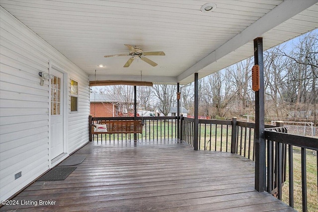 deck featuring ceiling fan