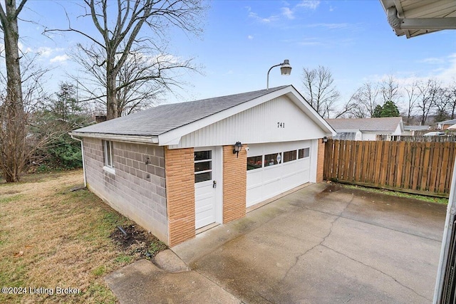 view of garage