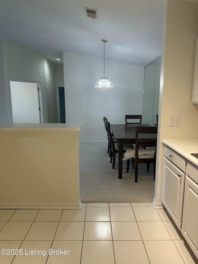 view of carpeted dining room