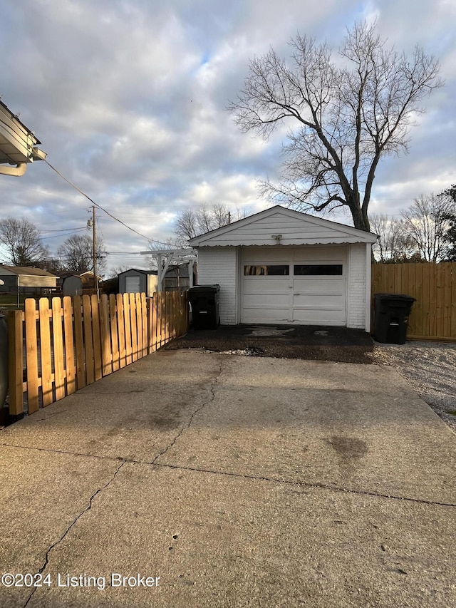 view of garage