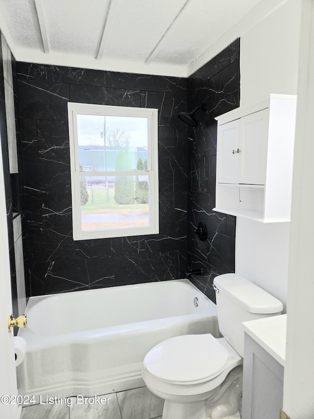 full bathroom featuring vanity, toilet, and tub / shower combination