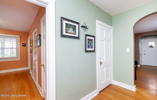 hall featuring light hardwood / wood-style flooring