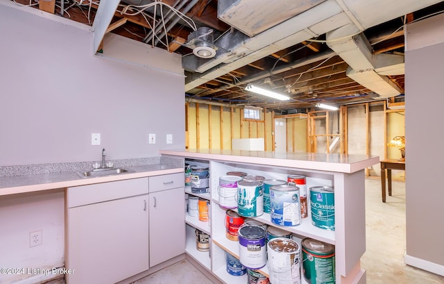 basement with sink