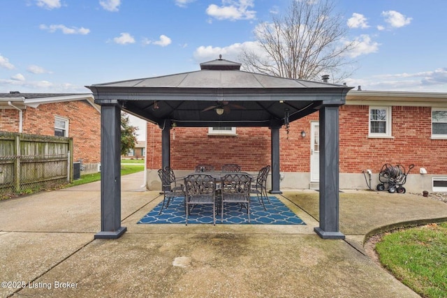 view of patio / terrace with a gazebo and cooling unit