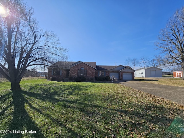 ranch-style house with a front lawn