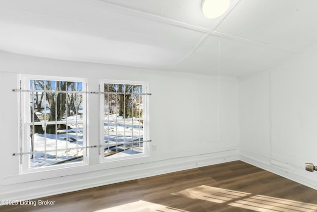 empty room with plenty of natural light and wood finished floors