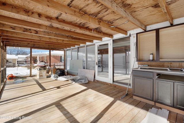 view of unfurnished sunroom