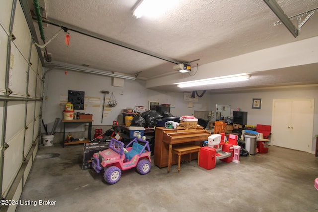 garage with a garage door opener