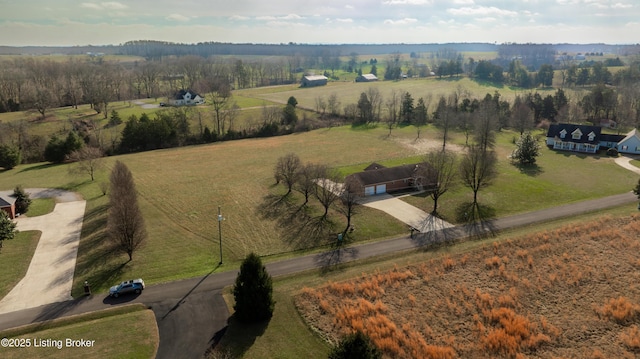 bird's eye view featuring a rural view