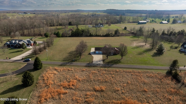 aerial view with a rural view