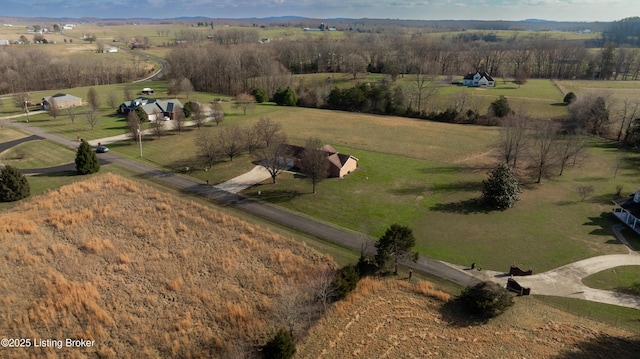 drone / aerial view featuring a rural view