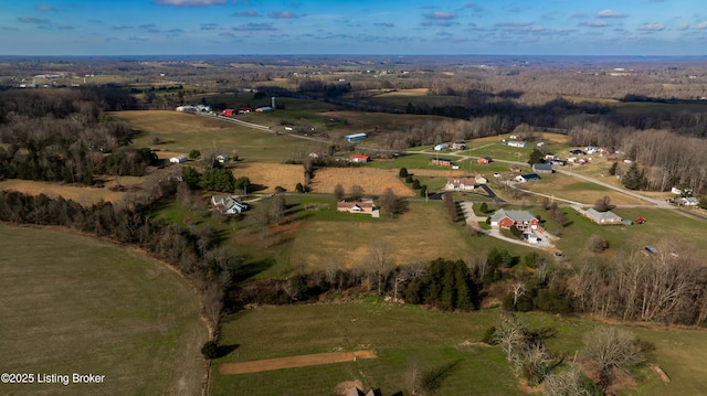 bird's eye view with a rural view