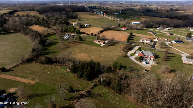 drone / aerial view featuring a rural view