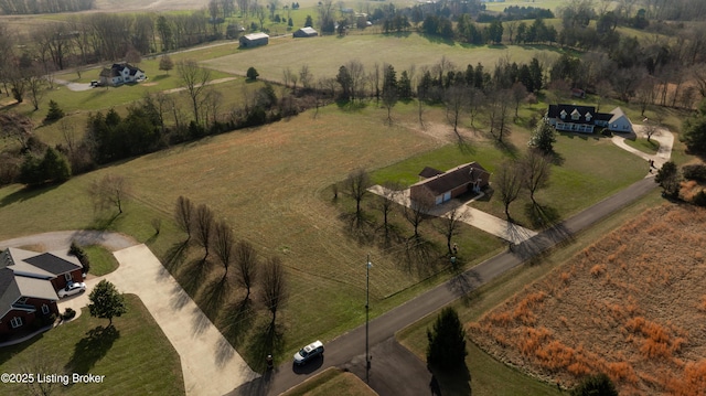 drone / aerial view with a rural view