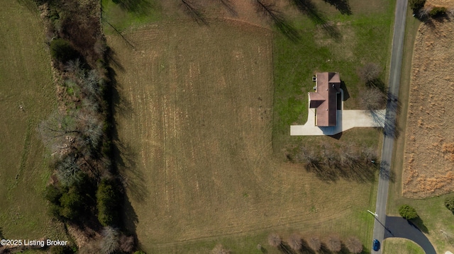 bird's eye view with a rural view