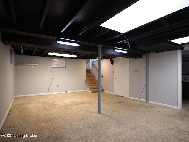 basement with carpet floors