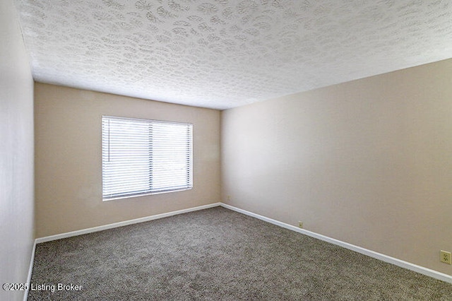 empty room featuring carpet flooring and a textured ceiling