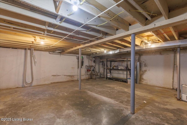 basement with water heater