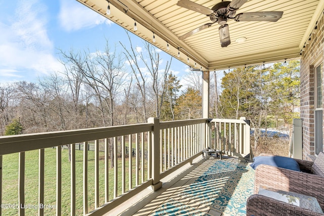 balcony with ceiling fan