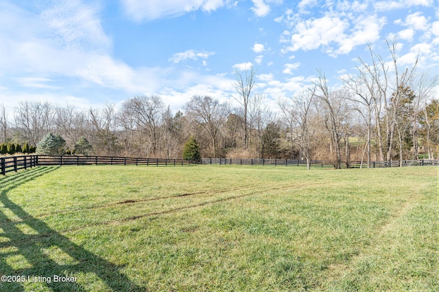 view of yard with a rural view