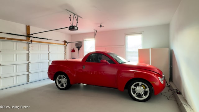 garage with a garage door opener