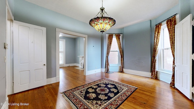 foyer with wood-type flooring