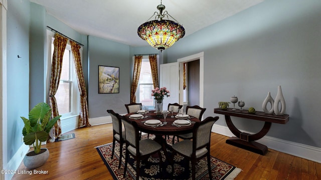 dining area featuring hardwood / wood-style flooring