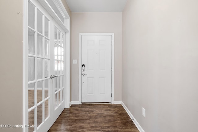 doorway featuring french doors and dark hardwood / wood-style floors