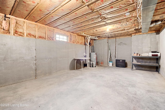 basement with water heater