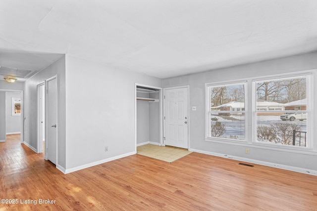 interior space with light hardwood / wood-style floors