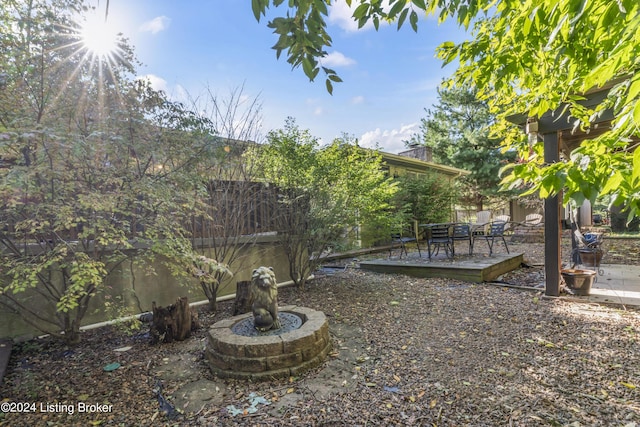 view of yard featuring a deck