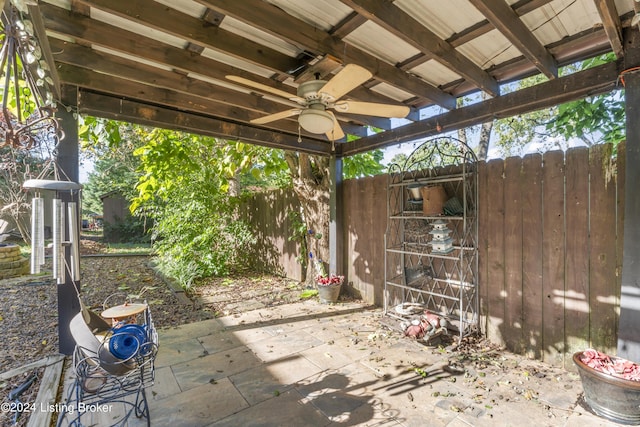 view of patio / terrace featuring ceiling fan