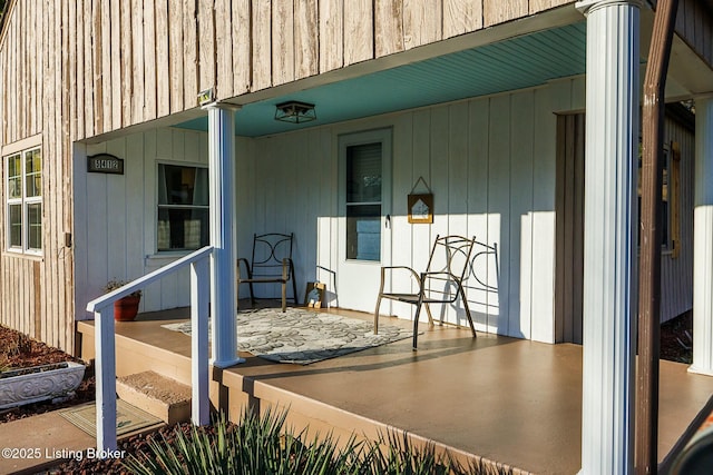 view of patio featuring a porch