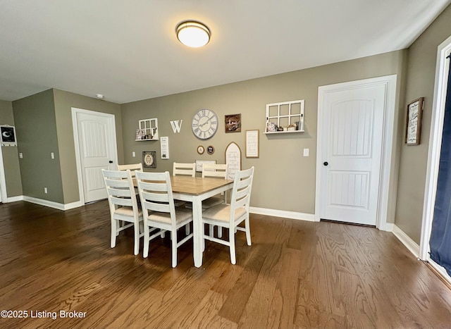 dining space featuring dark wood-type flooring