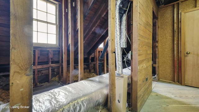 view of unfinished attic